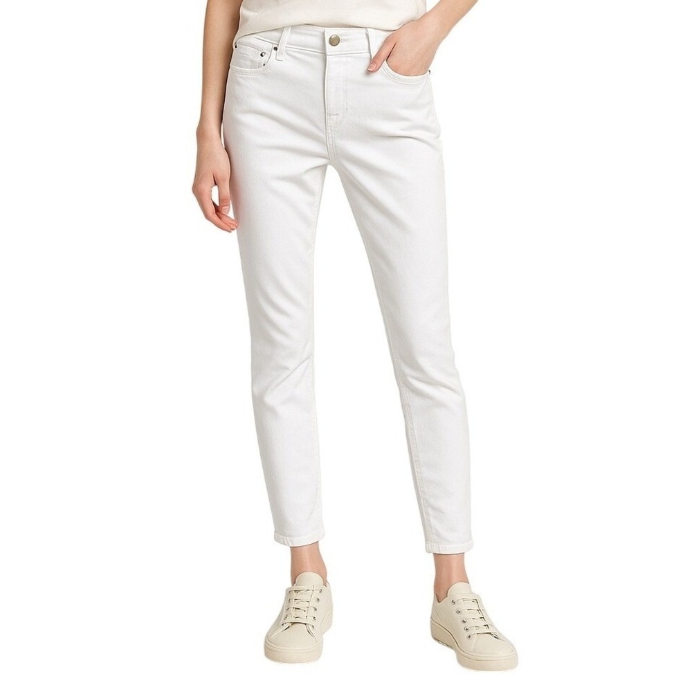Eileen Fisher Skinny Jeans Women 2P White Organic Cotton Stretch Slim Ankle